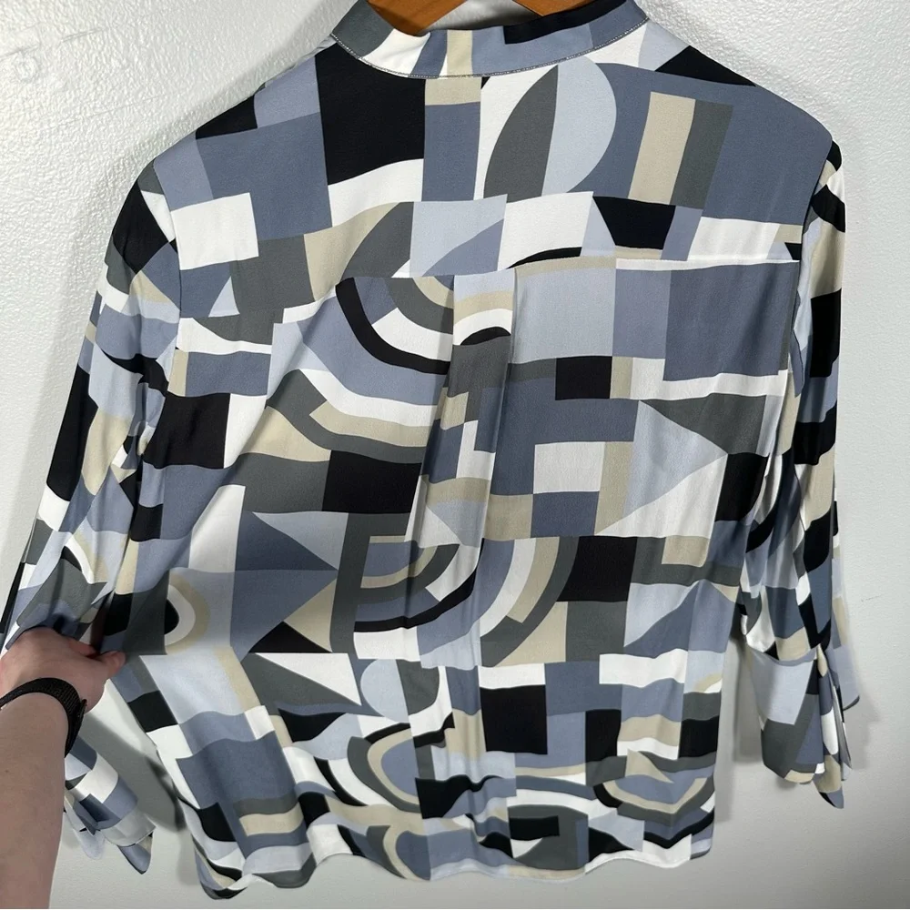 Lafayette 148 New York Scottie Abstract Geometric Blouse Size Small Contemporary - Picture 10 of 14